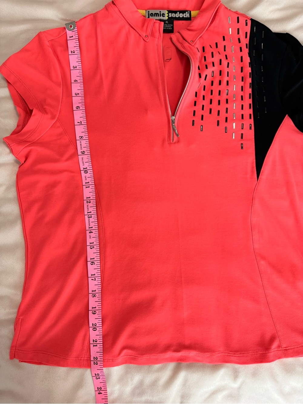 Jamie Sadock Women's Coral and Black Short Sleeve Golf Polo Size XL - Picture 8 of 8